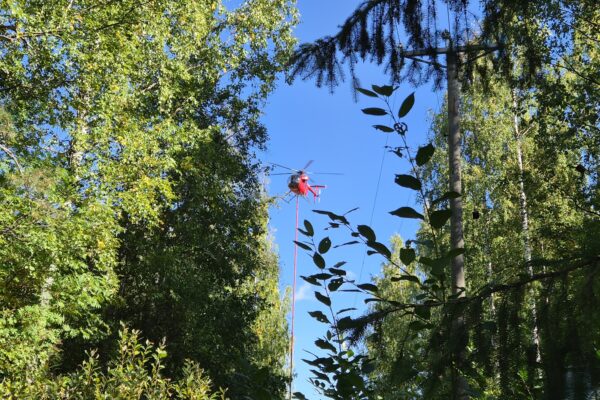 Kuvituskuva, jossa näkyy helikopterioksintaa
