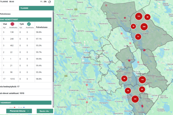 Kuvituskuva, jossa näkyy ruutukaappaus häiriökartasta