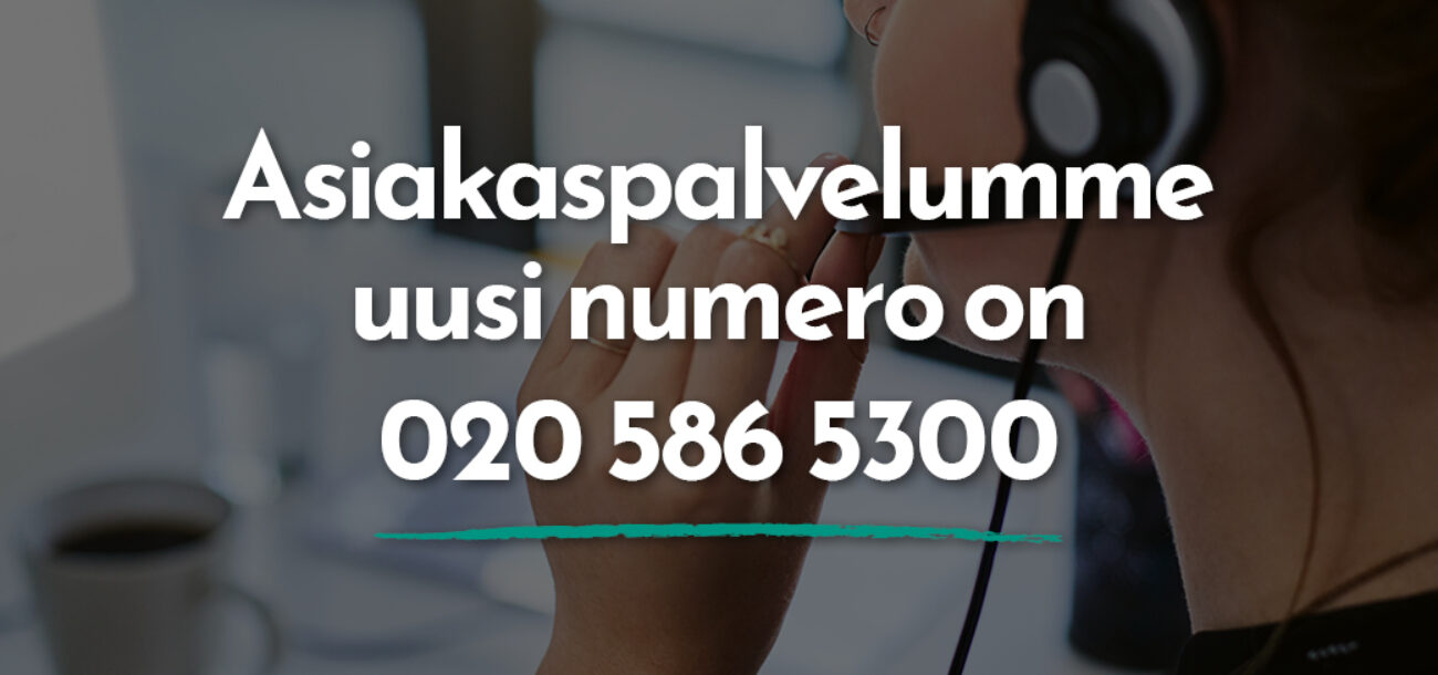 Infokuva, jossa asiakaspalvelun uusi puhelinnumero