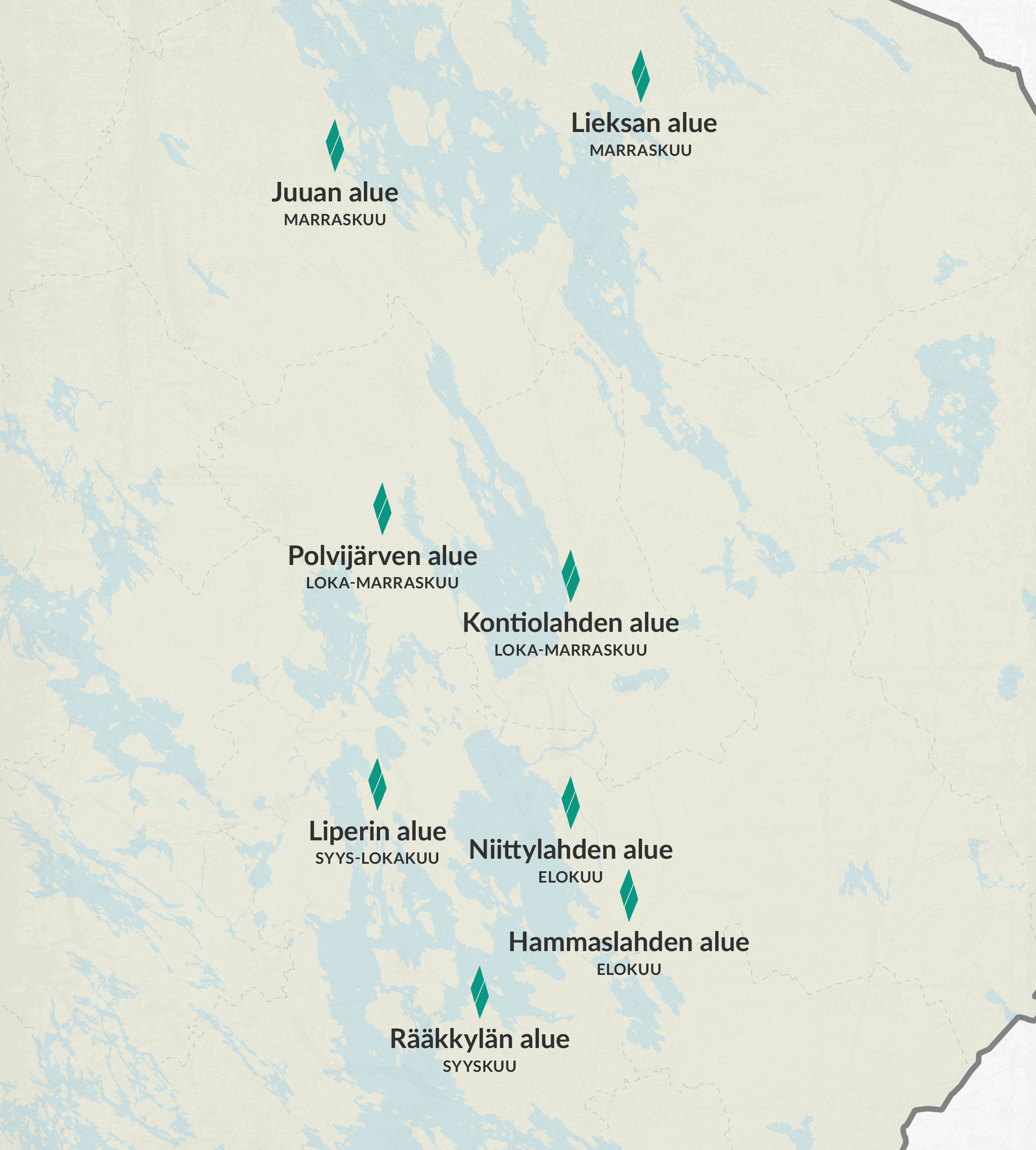 Kuvituskuva, jossa näkyy helikopterioksinnan alueet